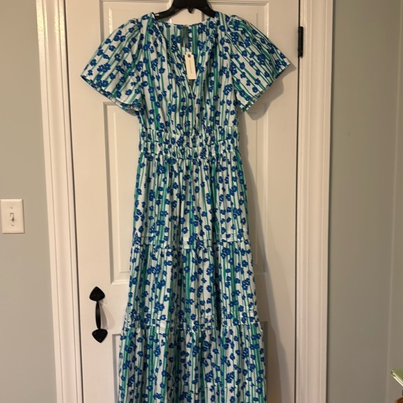 Anthropologie Dresses & Skirts - Anthropologie Blue and Green Floral Maxi Dress